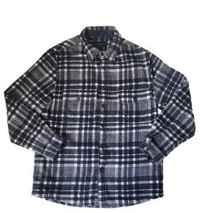 7Diamonds Men’s Plaid Flannel Shirt S Blue White Long Sleeve Button Front Casual